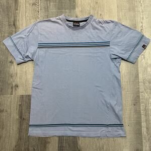Vintage Solo Semore Blue Skater Sun Faded Striped Y2K Surf Hip Hop T Shirt Large